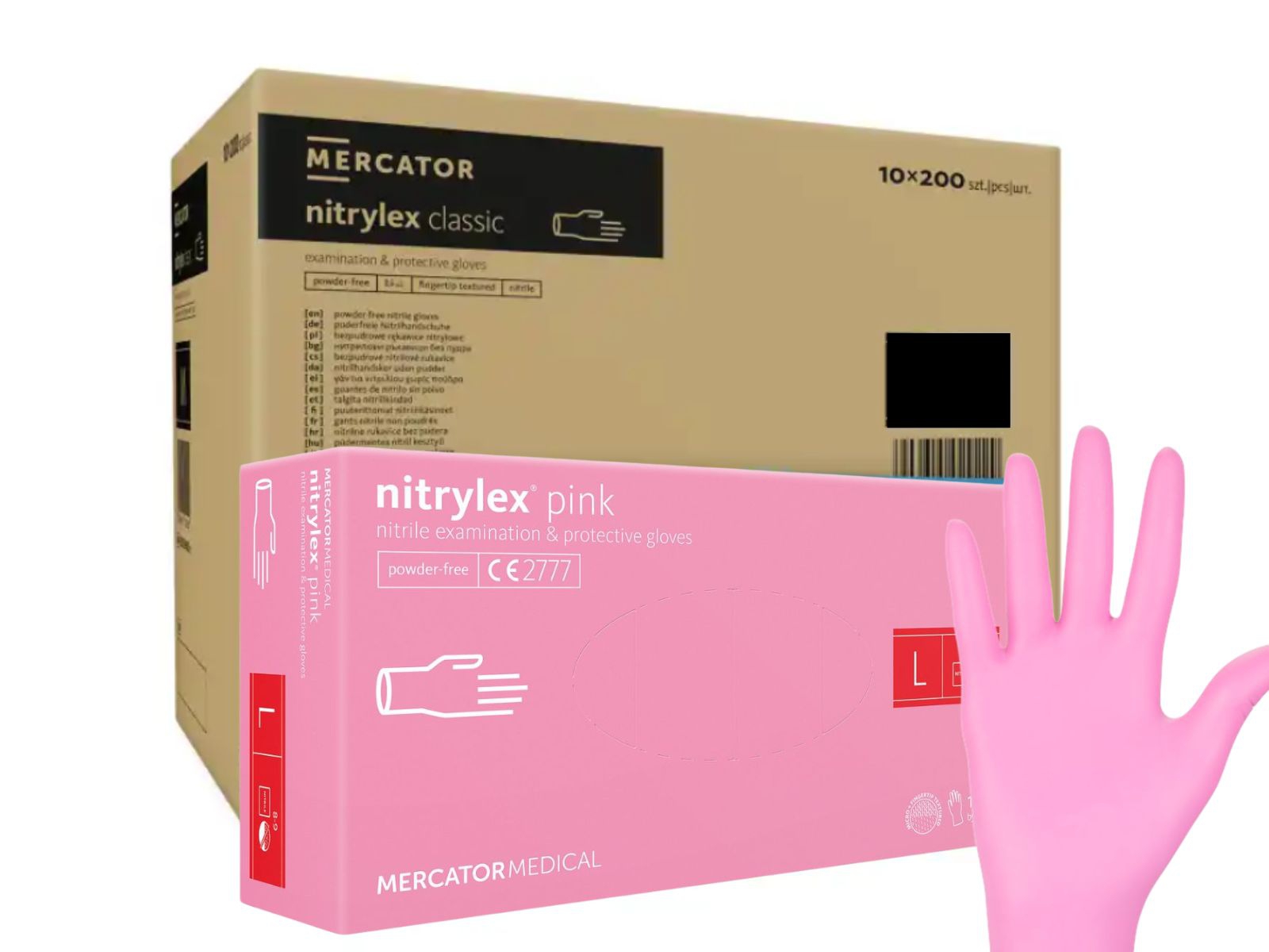 Rękawice Nitrylex Pink L Mercator KARTON